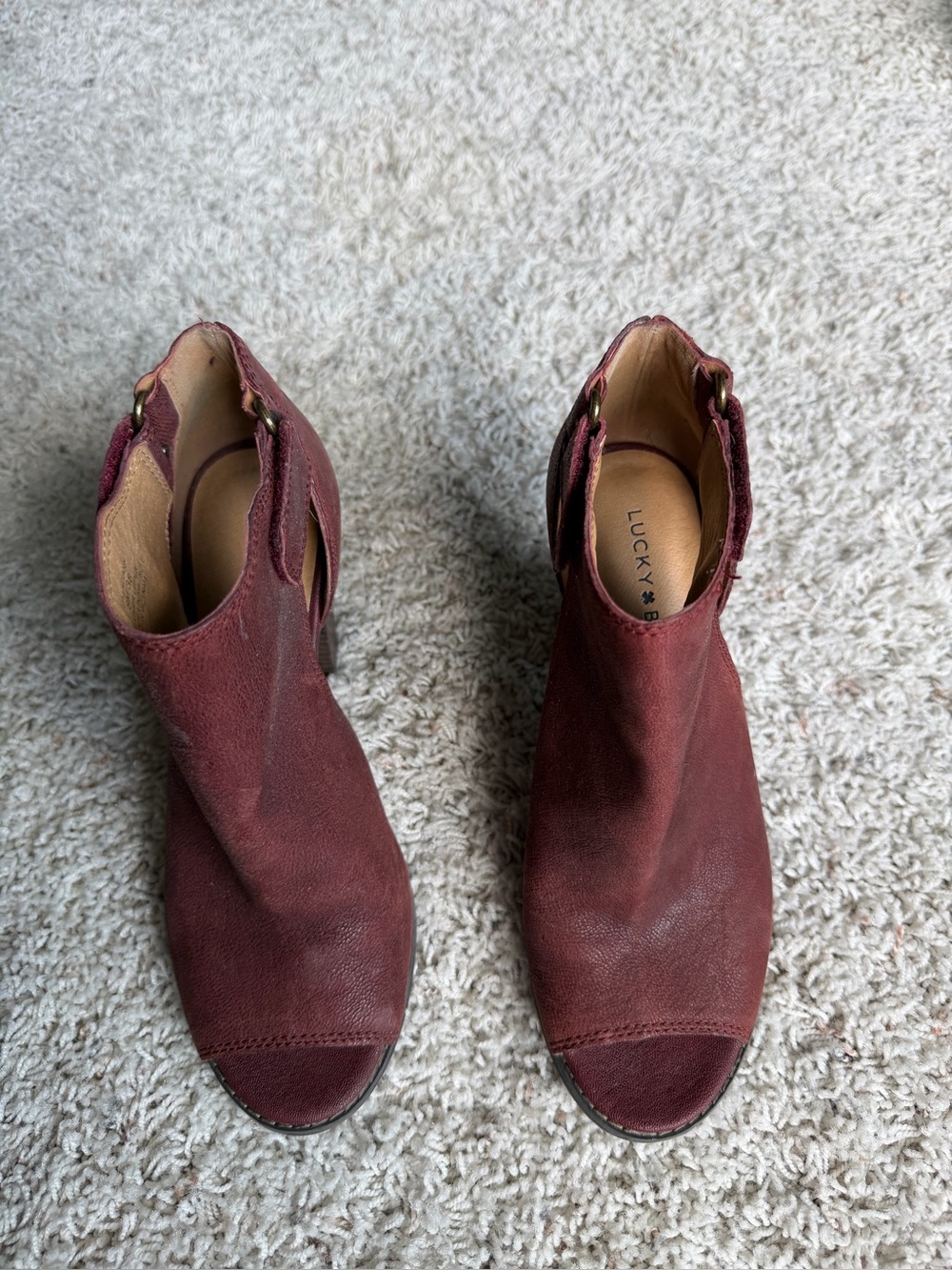 Lucky Brand Burgundy Suede Block Heels